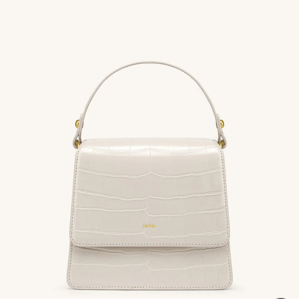 NWT JW PEI FAE Top-Handle Crossbody in croc-embossed vegan leather